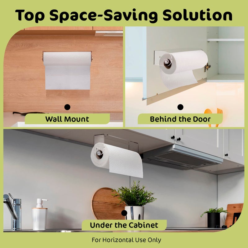 Srenta Clear Acrylic Paper Towel Holder Wall Mount Paper Towel Holder Under Cabinet, Wall Mounted Undermount Hanging Paper Towels Holder Dispenser, Holds Jumbo Rolls, Adhesive Strips & Screws Included - Image 4